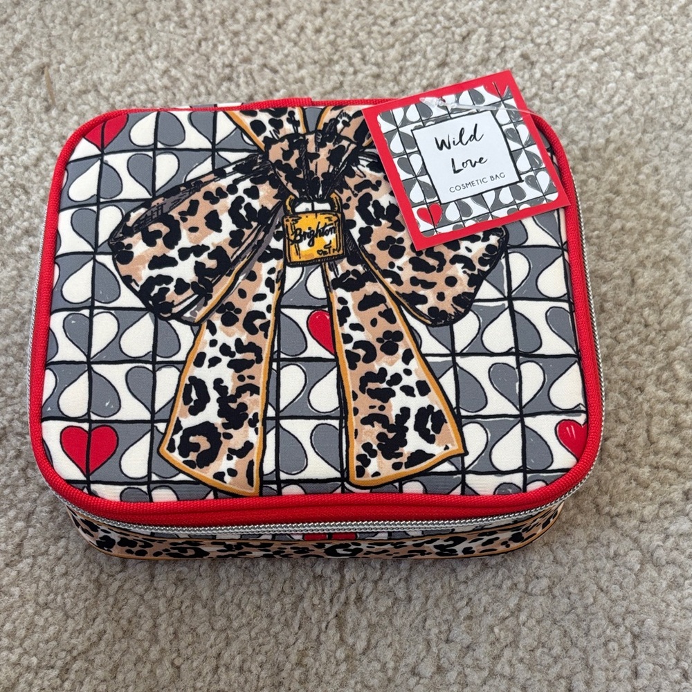 Brighton Wild Love Cosmetic Bag with Leopard Bow-NWT